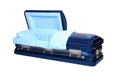 Толщина 18 га Light Gold Brushed Sapphire Blue Metal Coffin Urn Форма MC10