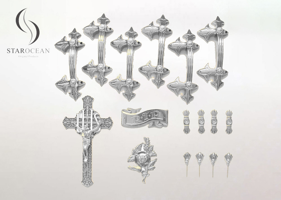 Серебряные декоративные пластиковые рукоятки для гроба Нетоксичный PP Пластиковый материал P9001set